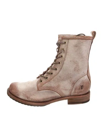 Pre-owned Frye Leather Lace-up Boots In Brown
