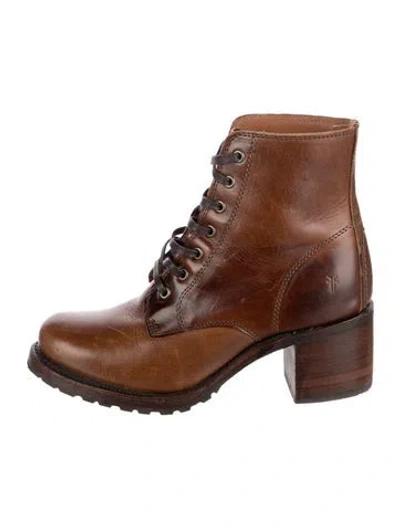 Pre-owned Frye Leather Lace-up Boots In Brown