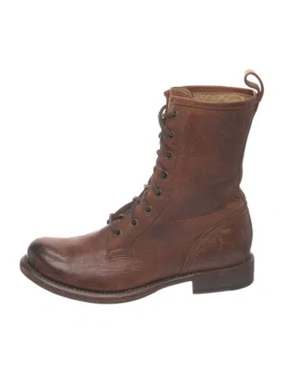 Pre-owned Frye Leather Lace-up Boots In Brown