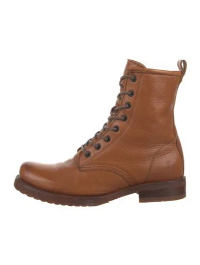 Pre-owned Frye Leather Lace-up Boots In Brown