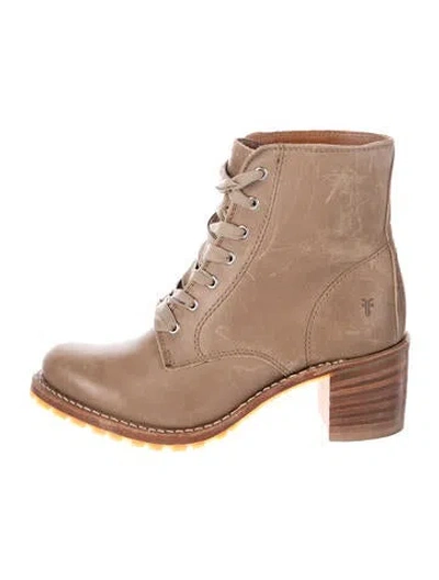 Pre-owned Frye Leather Lace-up Boots In Neutrals