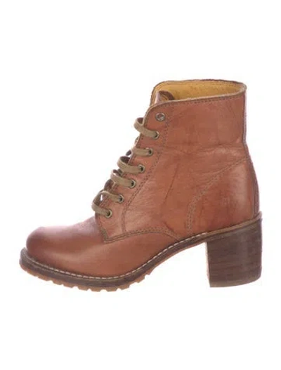 Pre-owned Frye Leather Lace-up Boots In Orange