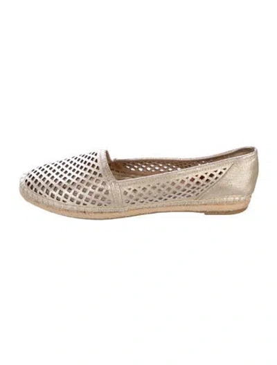 Pre-owned Frye Leather Lasercut Accents Espadrilles In Gold