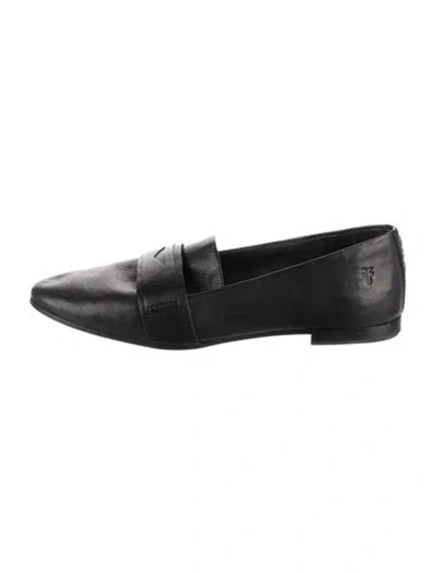 Pre-owned Frye Leather Lasercut Accents Loafers In Black