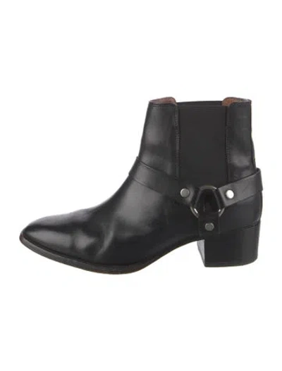 Pre-owned Frye Leather Leather Trim Embellishment Chelsea Boots In Black