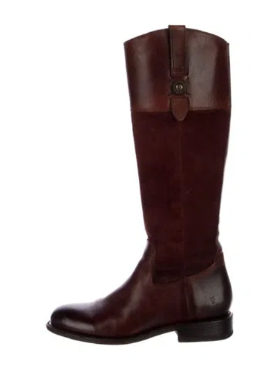 Pre-owned Frye Leather Leather Trim Embellishment Riding Boots In Red
