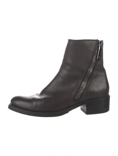 Pre-owned Frye Leather Moto Boots In Black