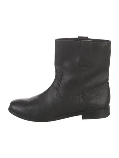 Pre-owned Frye Leather Moto Boots In Black
