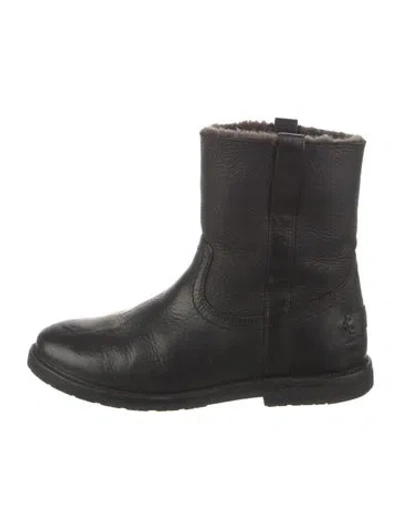 Pre-owned Frye Leather Moto Boots In Black