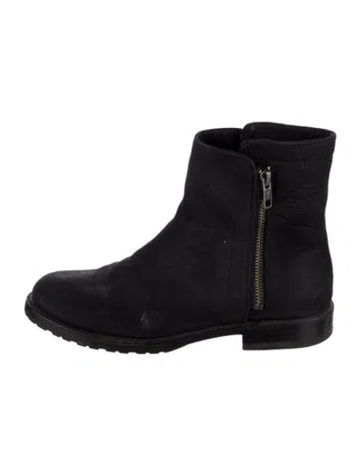 Pre-owned Frye Leather Moto Boots In Black