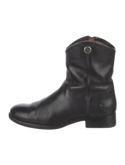 Pre-owned Frye Leather Moto Boots In Black