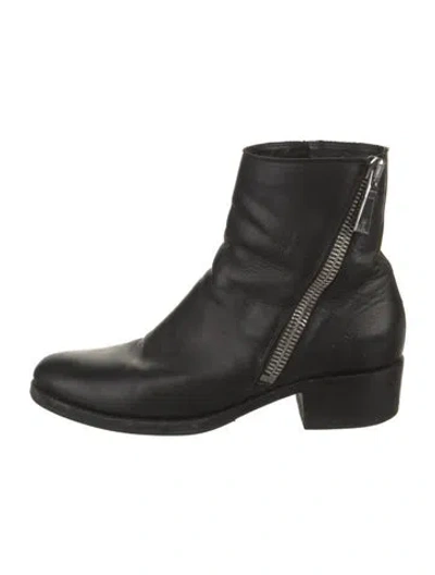 Pre-owned Frye Leather Moto Boots In Black