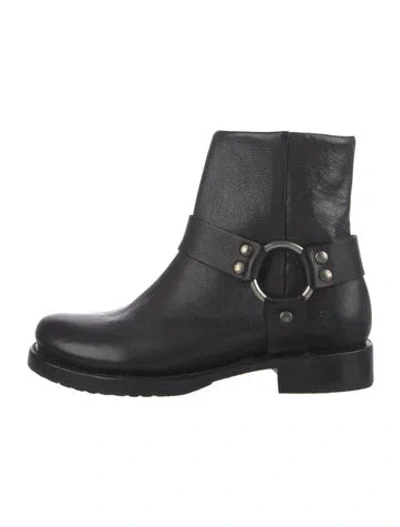 Pre-owned Frye Leather Moto Boots In Black