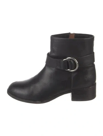 Pre-owned Frye Leather Moto Boots In Black