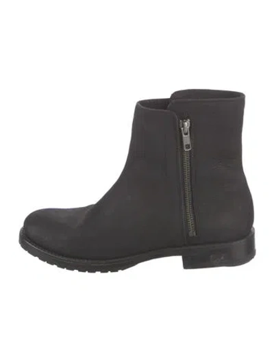 Pre-owned Frye Leather Moto Boots In Black