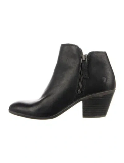 Pre-owned Frye Leather Moto Boots In Black