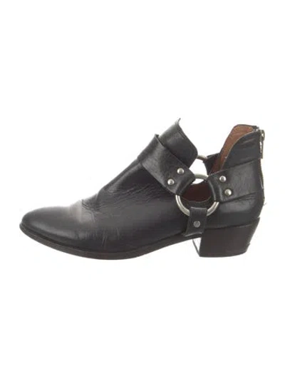 Pre-owned Frye Leather Moto Boots In Black