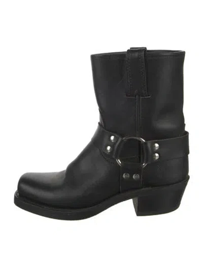 Pre-owned Frye Leather Moto Boots In Black