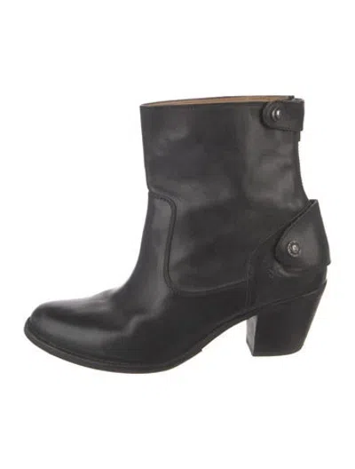 Pre-owned Frye Leather Moto Boots In Black