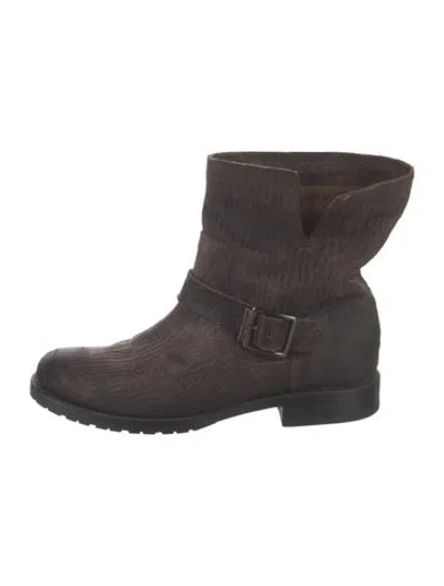 Pre-owned Frye Leather Moto Boots In Black