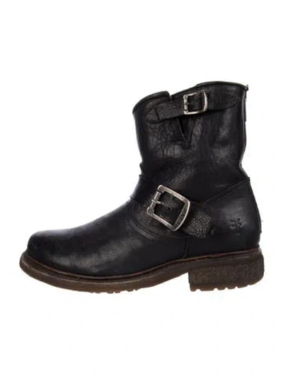 Pre-owned Frye Leather Moto Boots In Blue