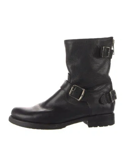 Pre-owned Frye Leather Moto Boots In Blue