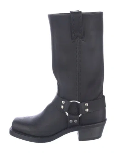 Pre-owned Frye Leather Moto Boots In Blue