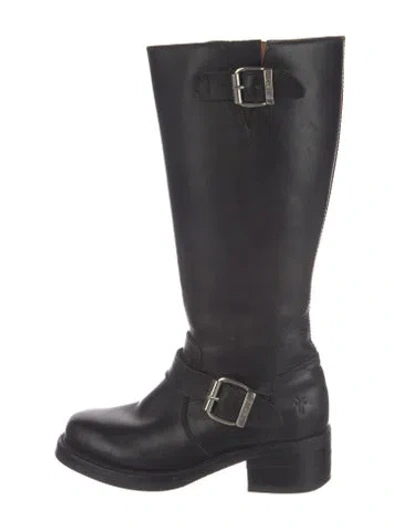 Pre-owned Frye Leather Moto Boots In Blue