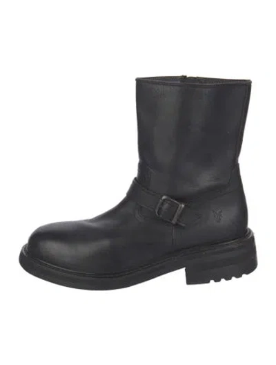 Pre-owned Frye Leather Moto Boots In Blue