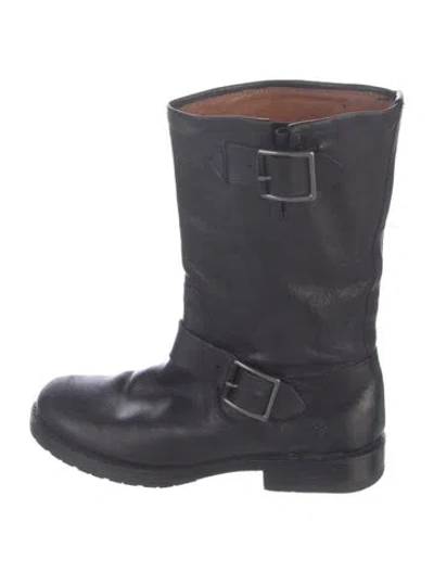 Pre-owned Frye Leather Moto Boots In Blue
