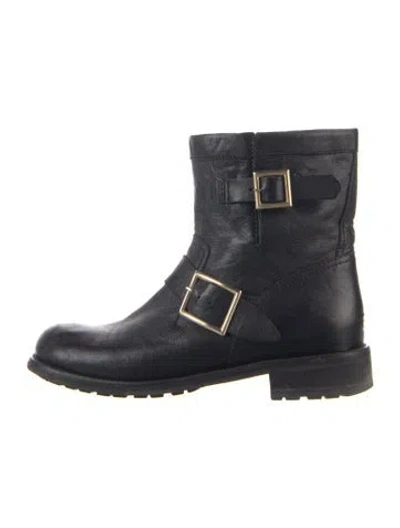 Pre-owned Frye Leather Moto Boots In Blue