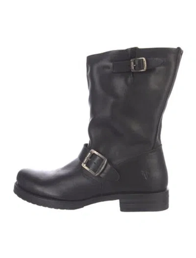 Pre-owned Frye Leather Moto Boots In Blue
