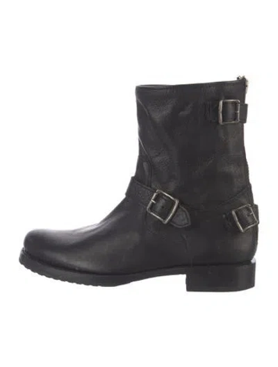 Pre-owned Frye Leather Moto Boots In Blue