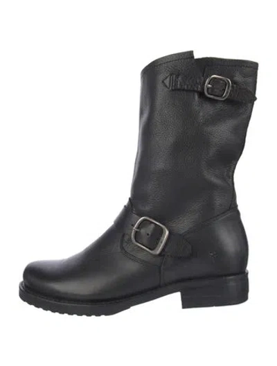 Pre-owned Frye Leather Moto Boots In Blue