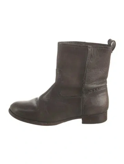 Pre-owned Frye Leather Moto Boots In Brown