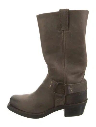 Pre-owned Frye Leather Moto Boots In Brown
