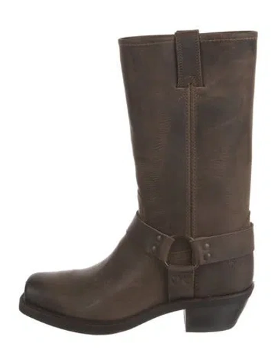 Pre-owned Frye Leather Moto Boots In Brown