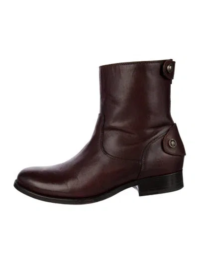 Pre-owned Frye Leather Moto Boots In Brown