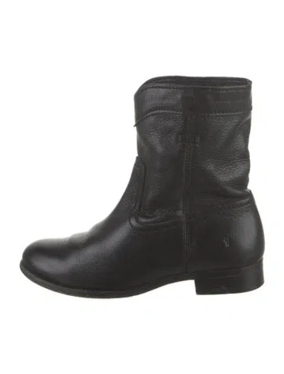 Pre-owned Frye Leather Moto Boots In Gray
