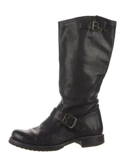 Pre-owned Frye Leather Moto Boots In Green