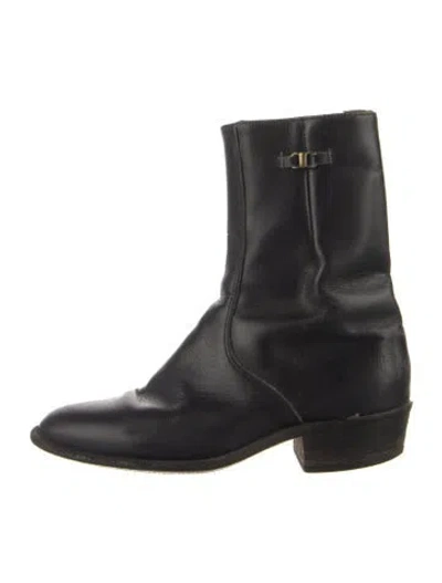 Pre-owned Frye Leather Moto Boots In Green