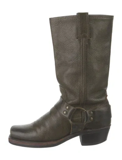 Pre-owned Frye Leather Moto Boots In Green