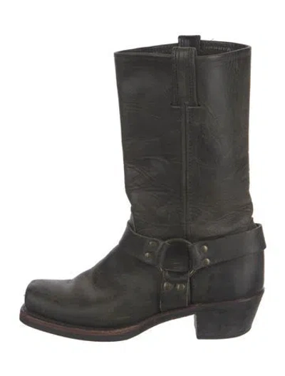 Pre-owned Frye Leather Moto Boots In Green