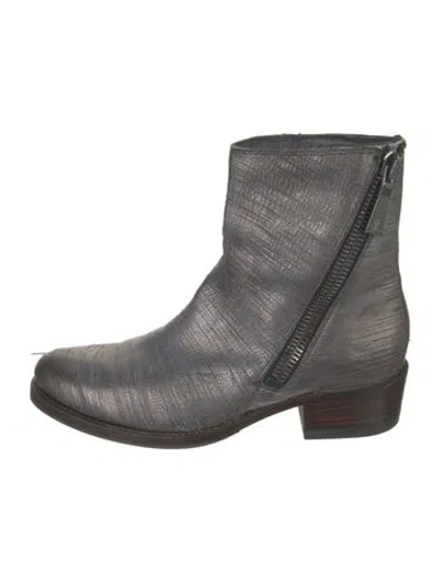 Pre-owned Frye Leather Moto Boots In Grey