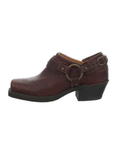 Pre-owned Frye Leather Moto Boots In Neutral