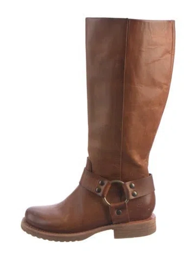 Pre-owned Frye Leather Moto Boots In Neutrals