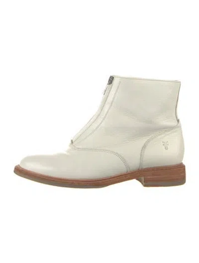 Pre-owned Frye Leather Moto Boots In Neutrals