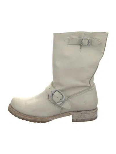 Pre-owned Frye Leather Moto Boots In Neutrals