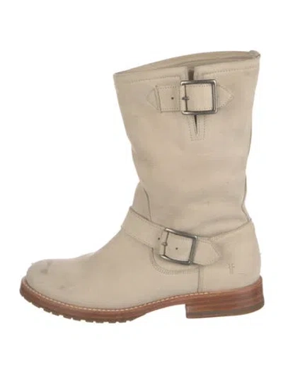 Pre-owned Frye Leather Moto Boots In Neutrals