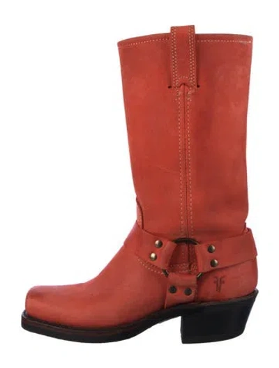 Pre-owned Frye Leather Moto Boots In Orange